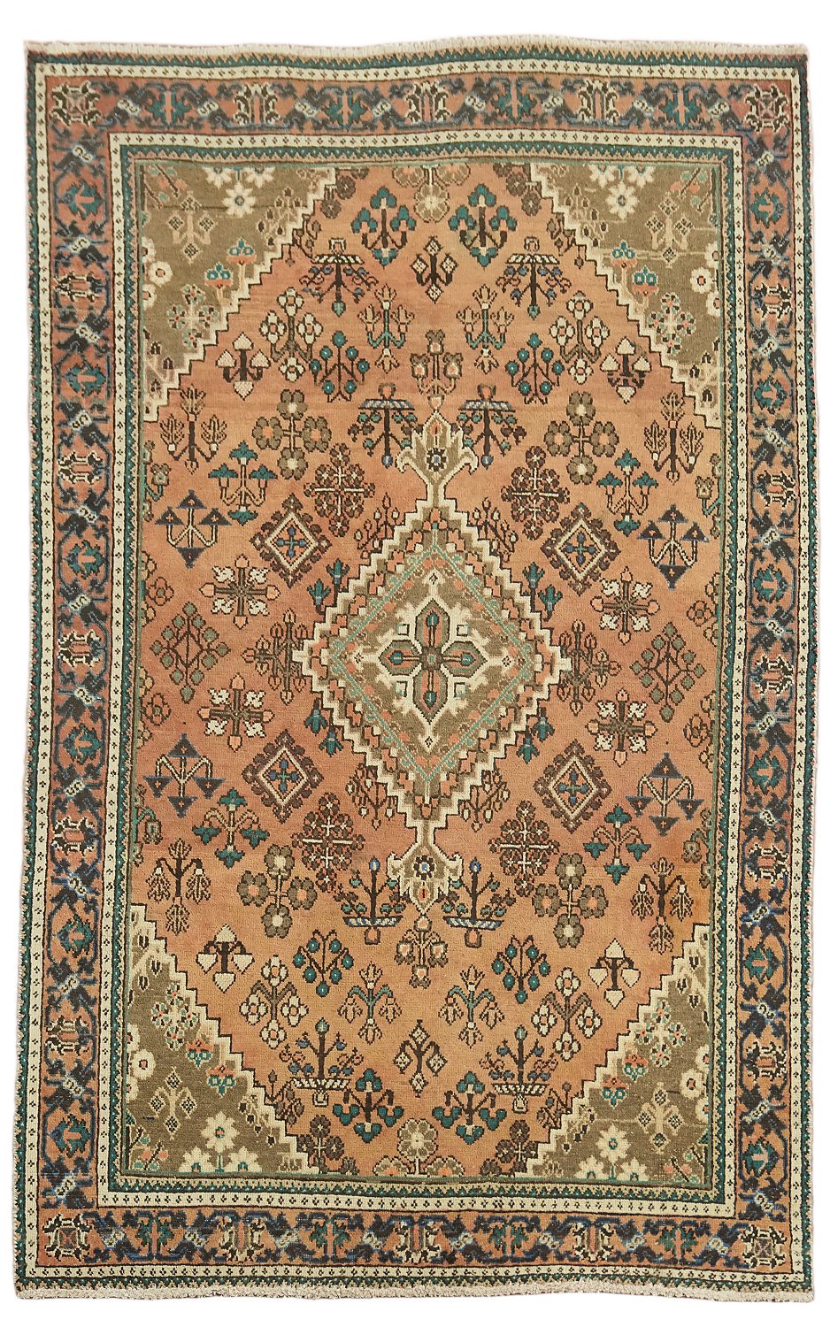 Vintage Geometric Joshaghan Persian Rug 4x7