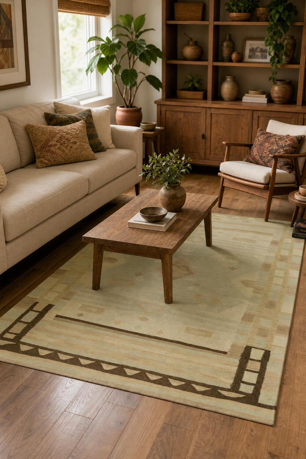 Elegant Geometric Kilim Area Rug 5x8 for Sophisticated Interiors