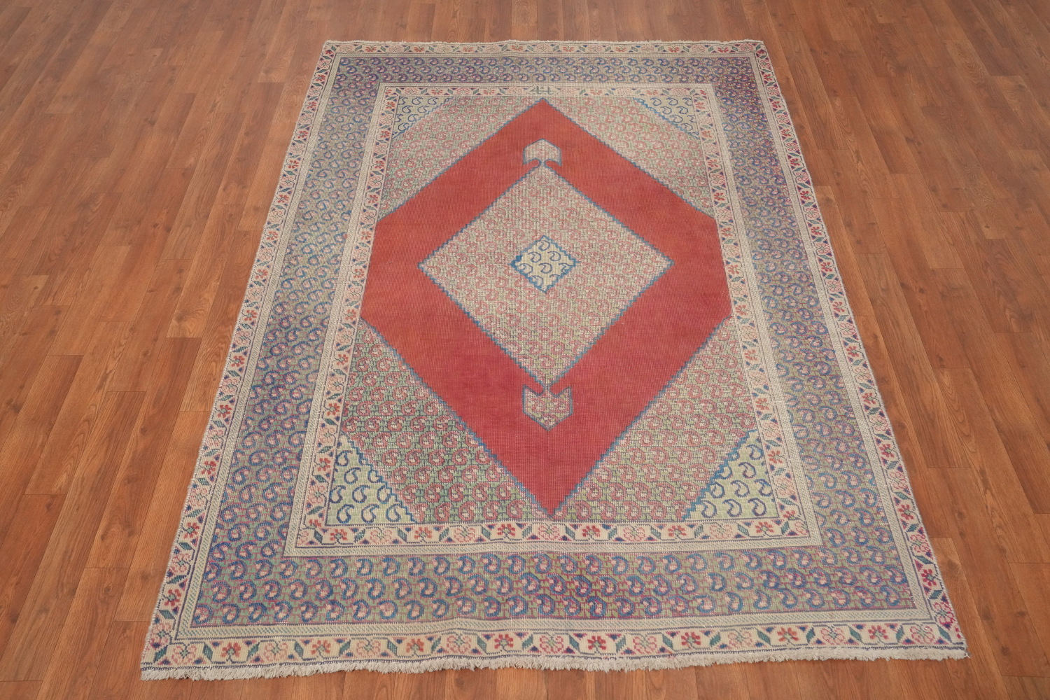 Antique Geometric Wool Tabriz Persian Rug 5x6