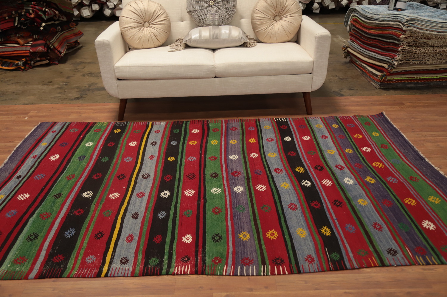 Vegetable Dye Kilim Turkish Area Rug 5x9