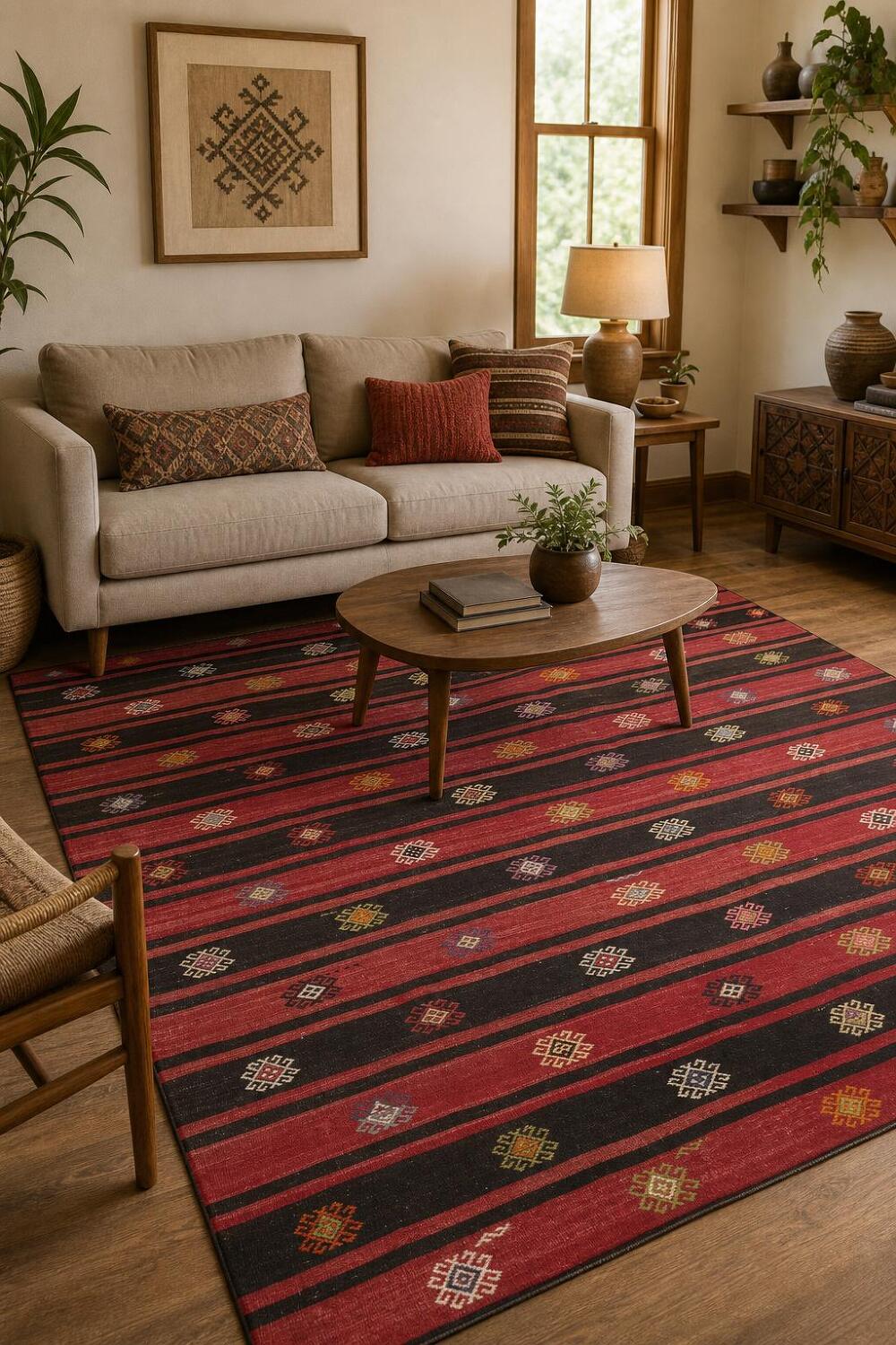 Vegetable Dye Kilim Turkish Area Rug 6x9