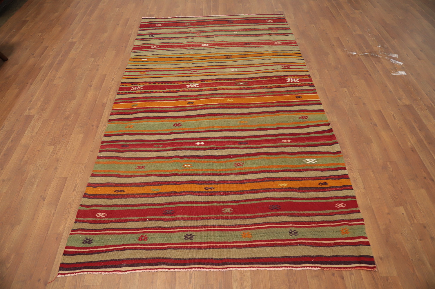 Vibrant Multicolor Striped Kilim Area Rug 5x8