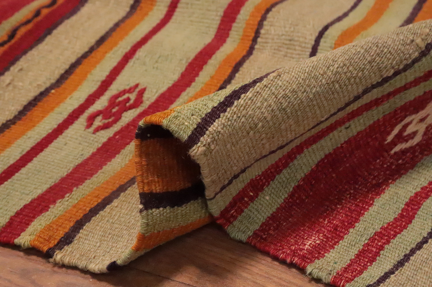 Vibrant Multicolor Striped Kilim Area Rug 5x8