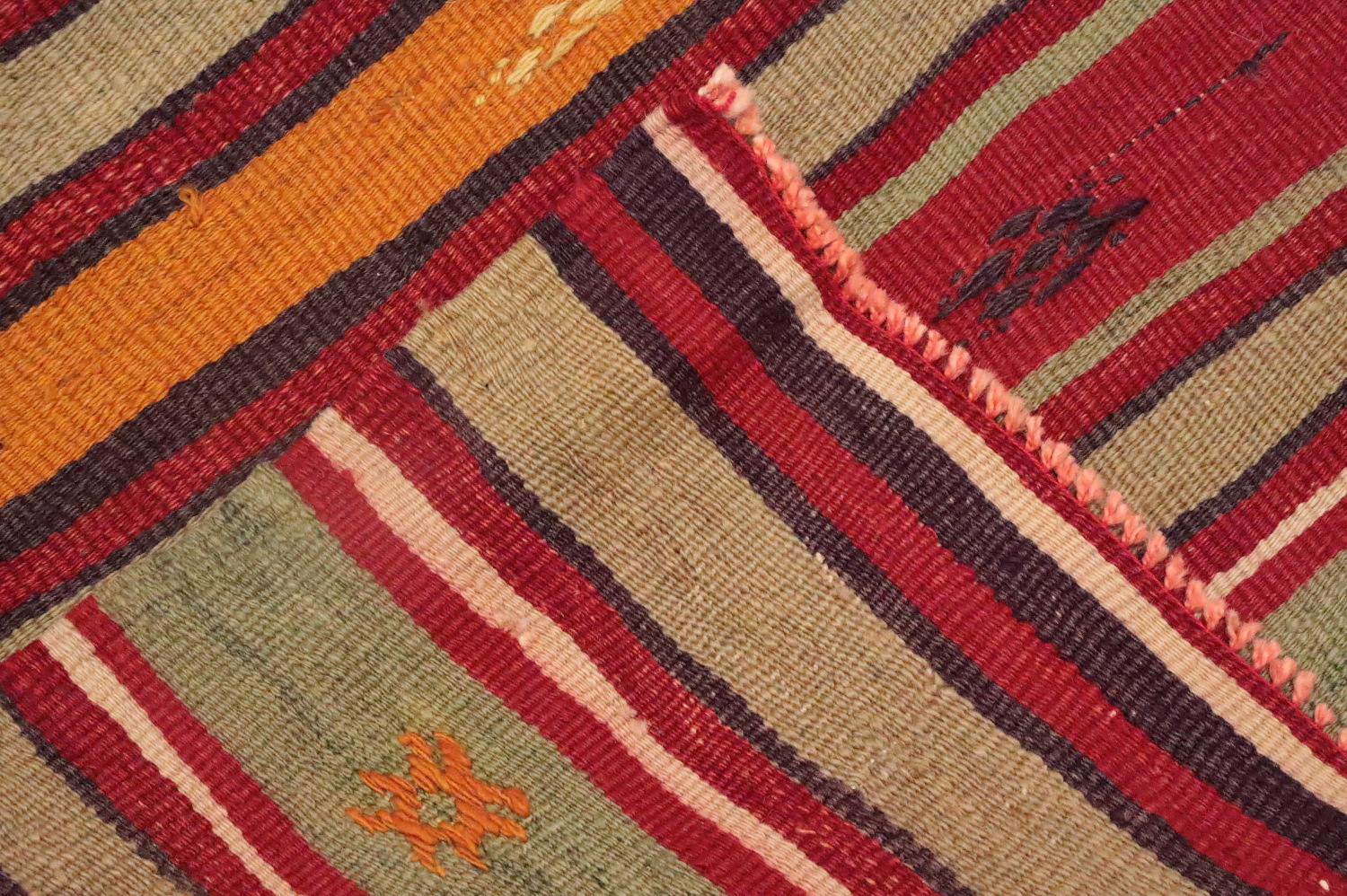 Vibrant Multicolor Striped Kilim Area Rug 5x8