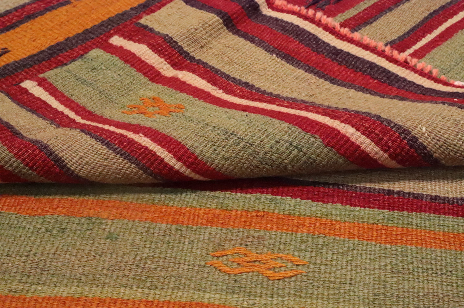 Vibrant Multicolor Striped Kilim Area Rug 5x8