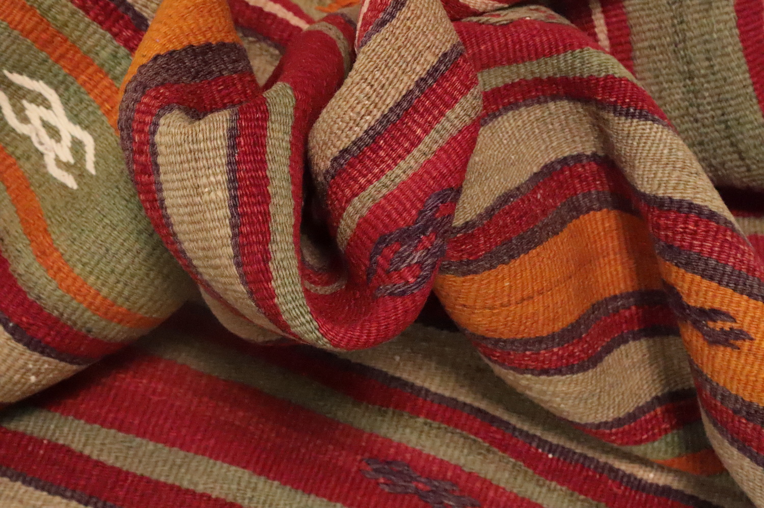 Vibrant Multicolor Striped Kilim Area Rug 5x8