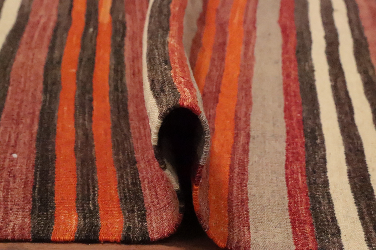 Warm Tones Striped Kilim Area Rug 5x11 for Stylish Home Decor