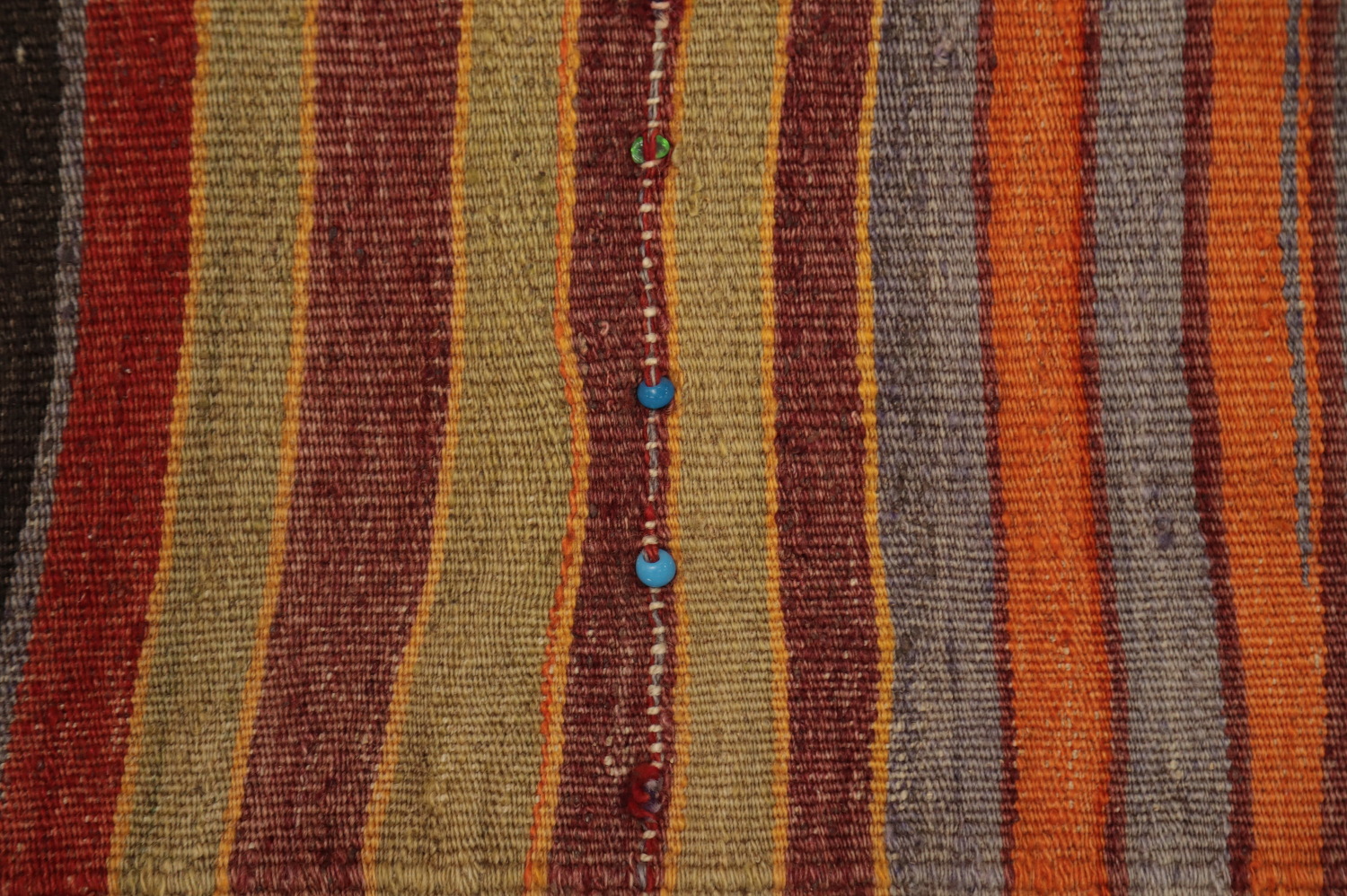 Vibrant Earth-Toned Lines Kilim Area Rug 5x9 for Living Rooms