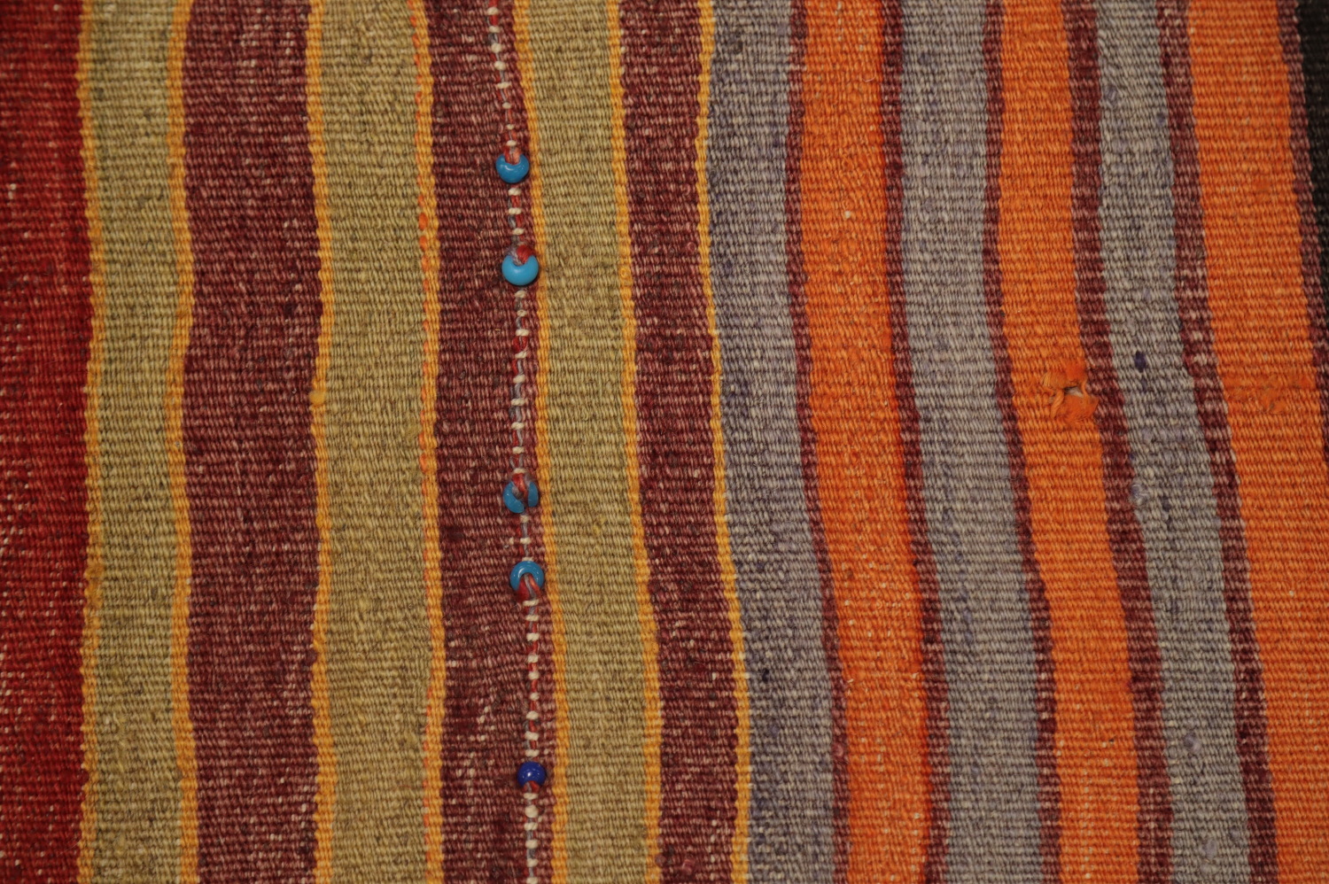 Vibrant Earth-Toned Lines Kilim Area Rug 5x9 for Living Rooms