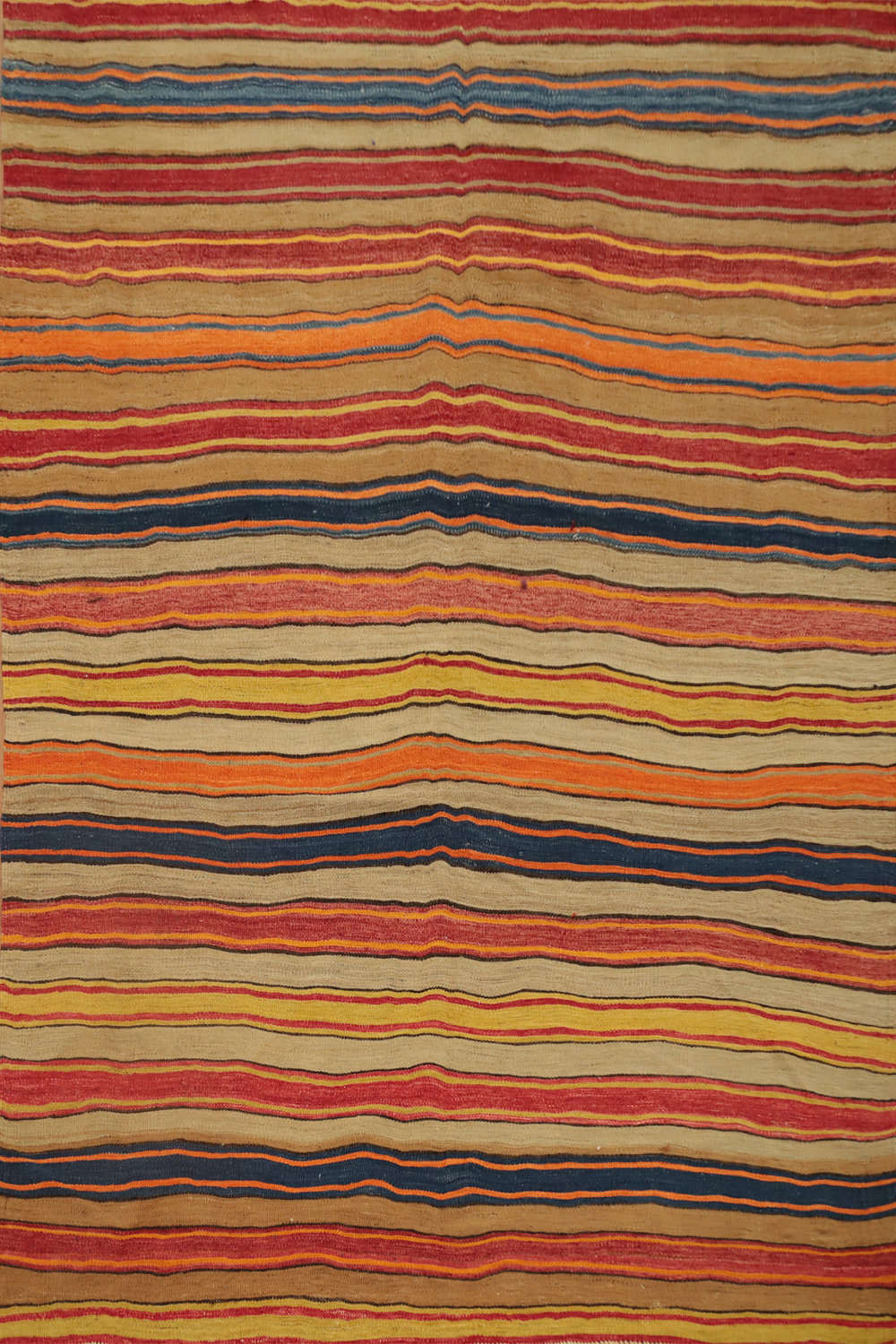 Earth-Toned Stripes Artisan Kilim Rug 5x7 for Home Décor
