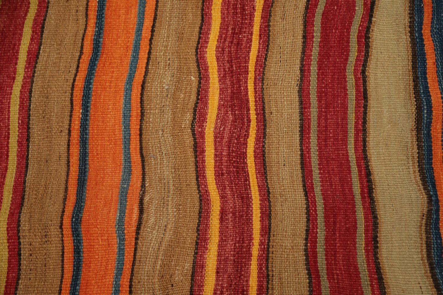 Earth-Toned Stripes Artisan Kilim Rug 5x7 for Home Décor