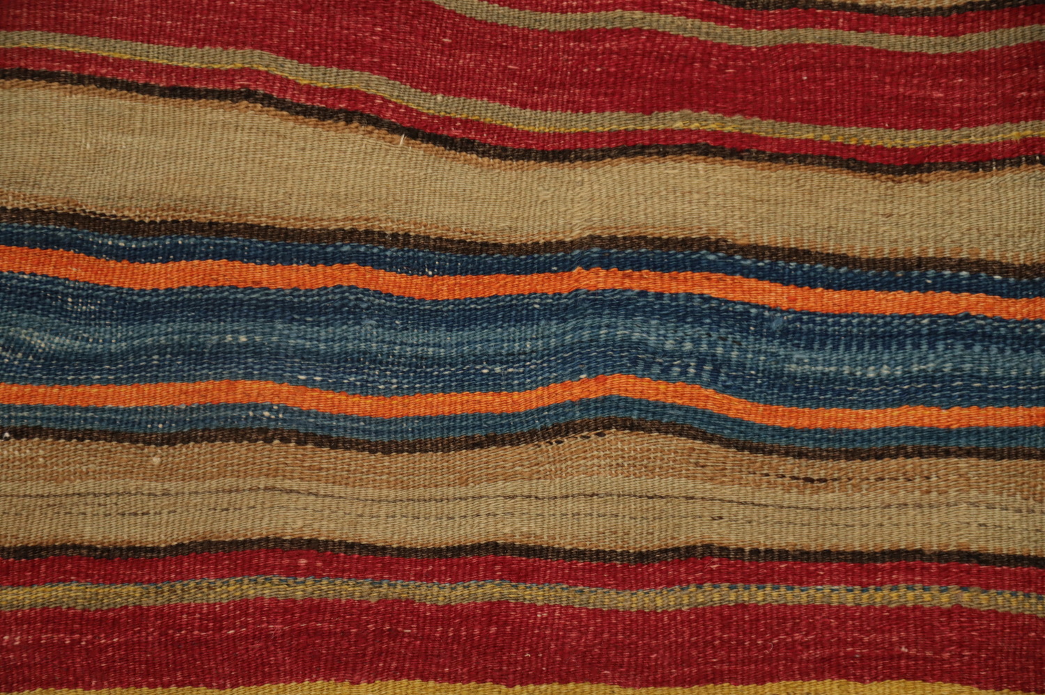 Earth-Toned Stripes Artisan Kilim Rug 5x7 for Home Décor