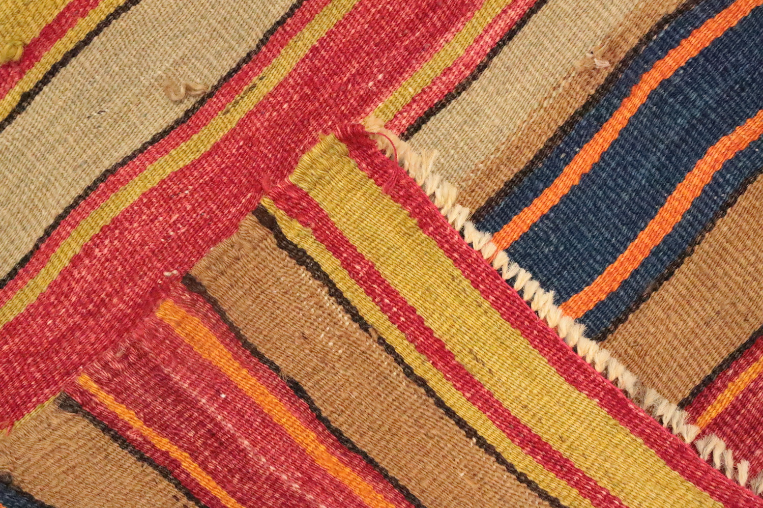 Earth-Toned Stripes Artisan Kilim Rug 5x7 for Home Décor