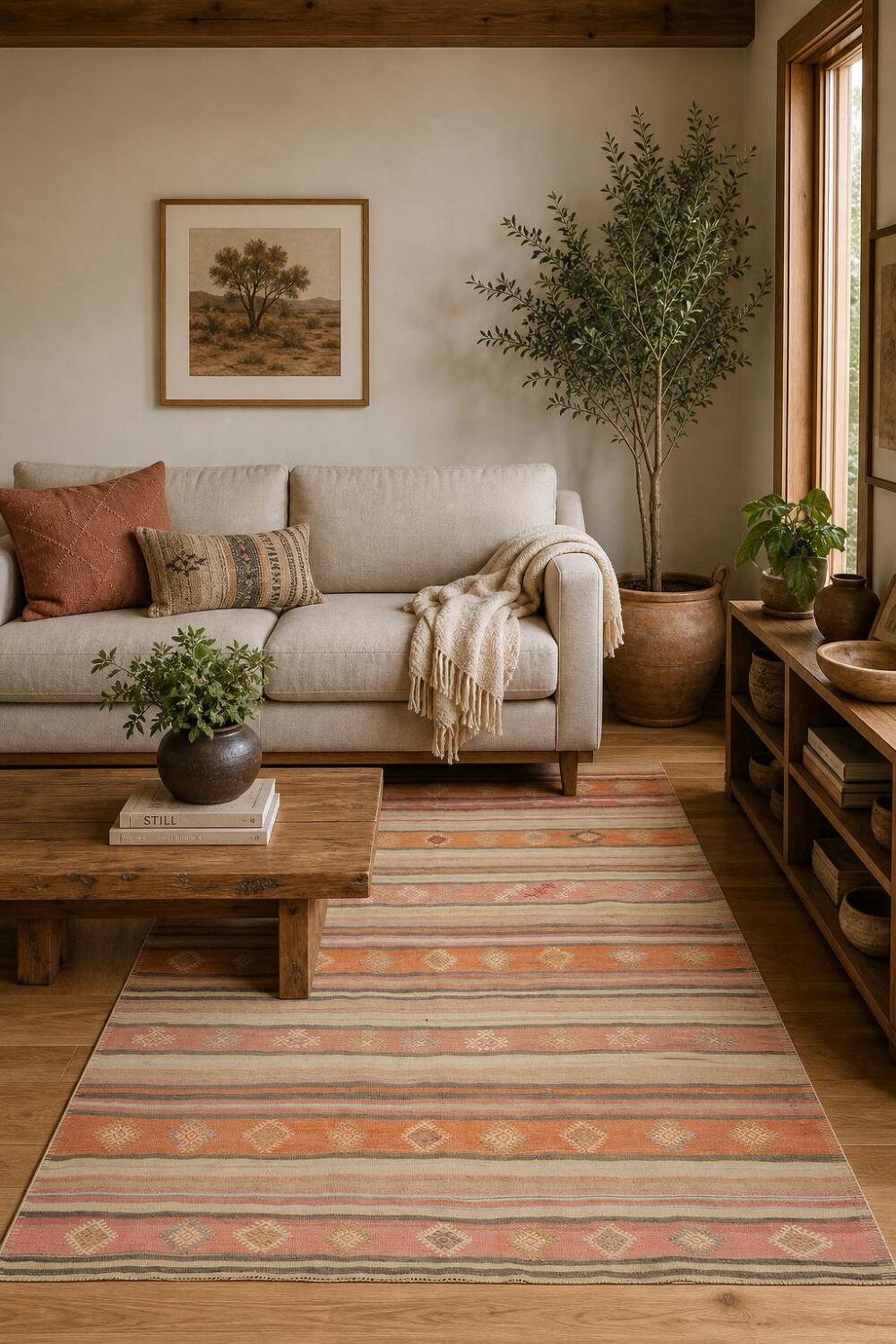 Vegetable Dye Kilim Turkish Area Rug 6x9