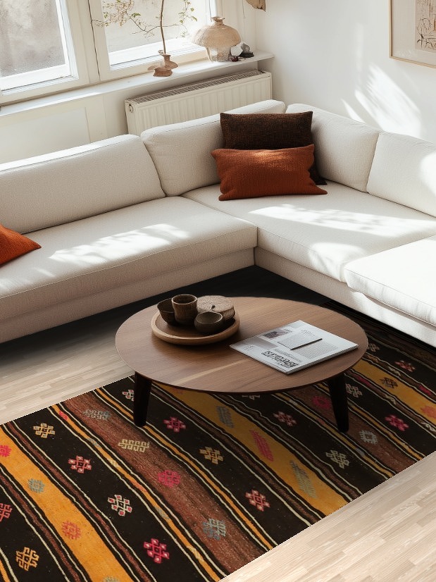 Vegetable Dye Kilim Turkish Runner Rug 4x12