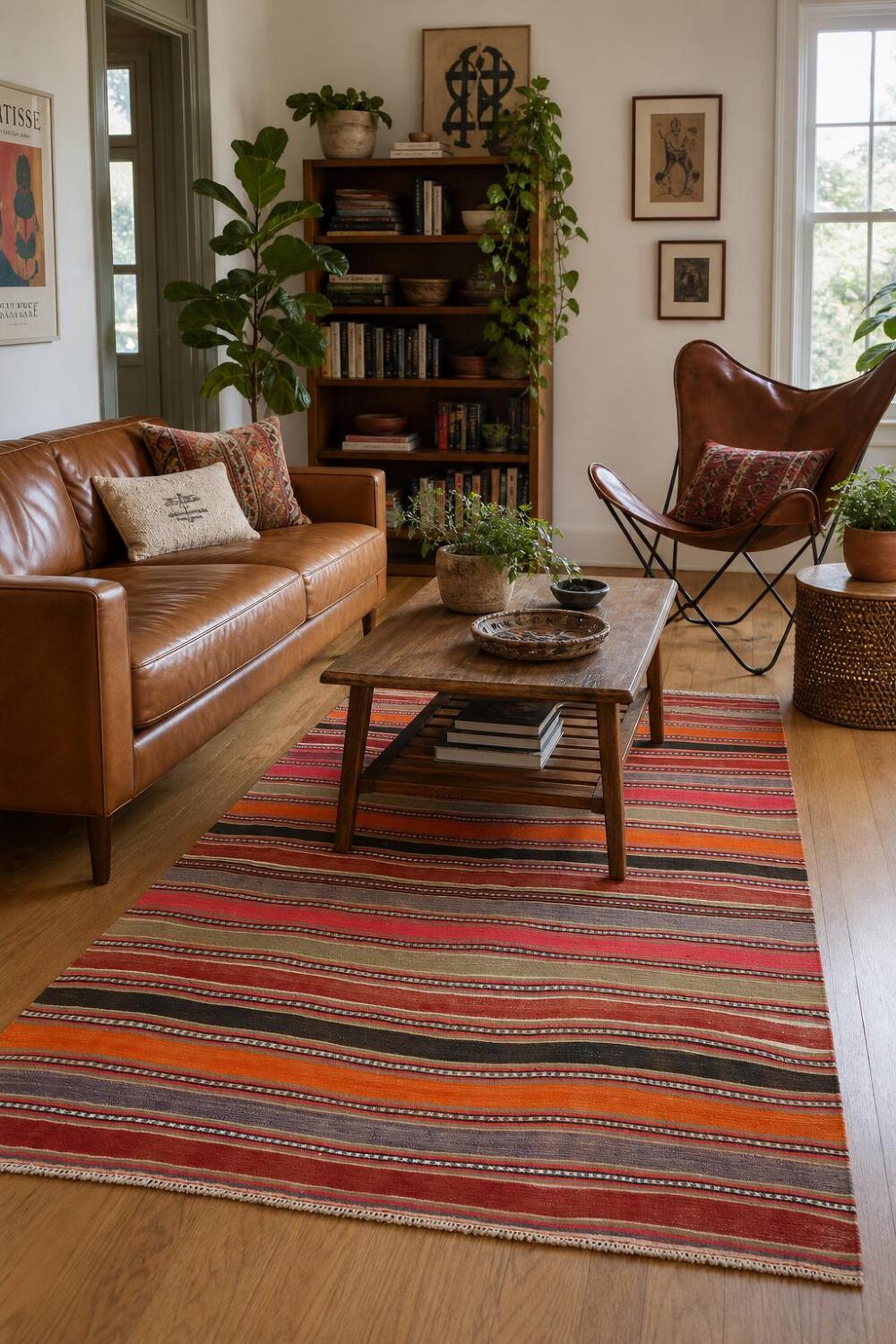 Vibrant Stripe Kilim Kilim Rug 5x7 Add Warmth to Your Living Space