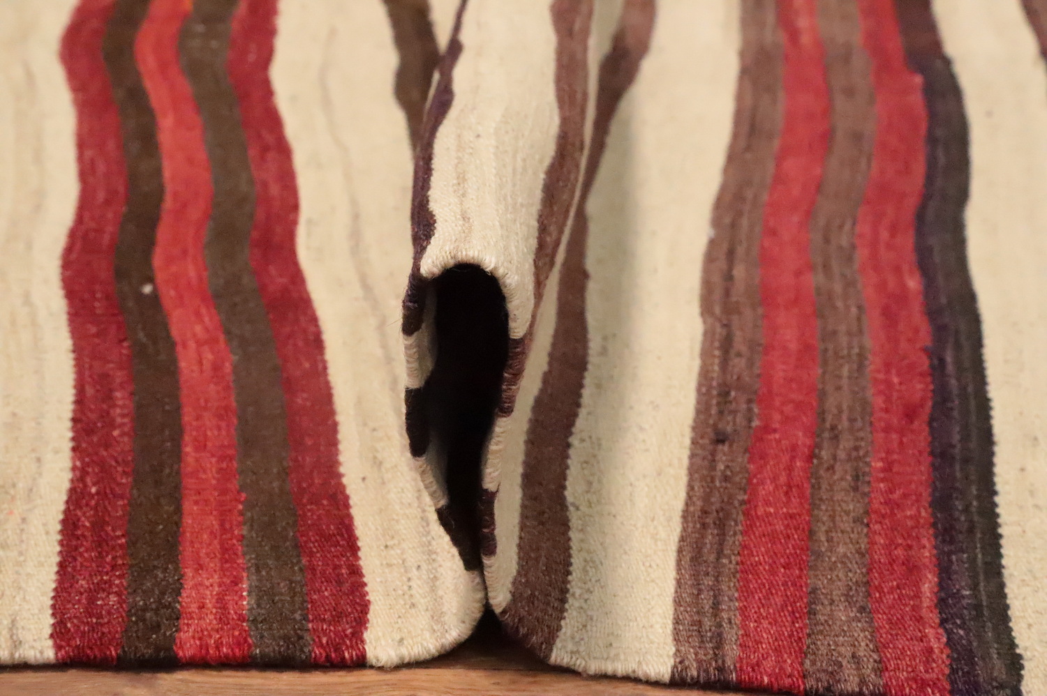 Warm and Cozy Striped Kilim Area Rug 5x10 in Earthy Warm Hues