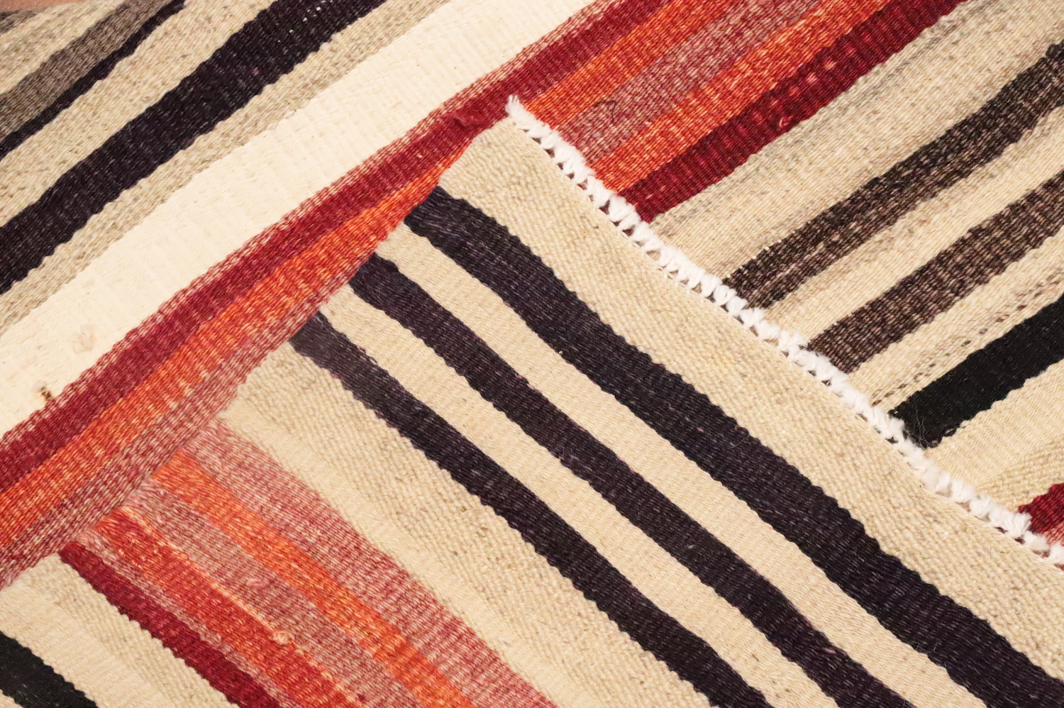 Warm and Cozy Striped Kilim Area Rug 5x10 in Earthy Warm Hues