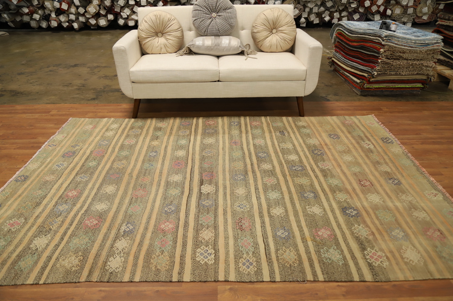 Vegetable Dye Kilim Turkish Area Rug 6x8