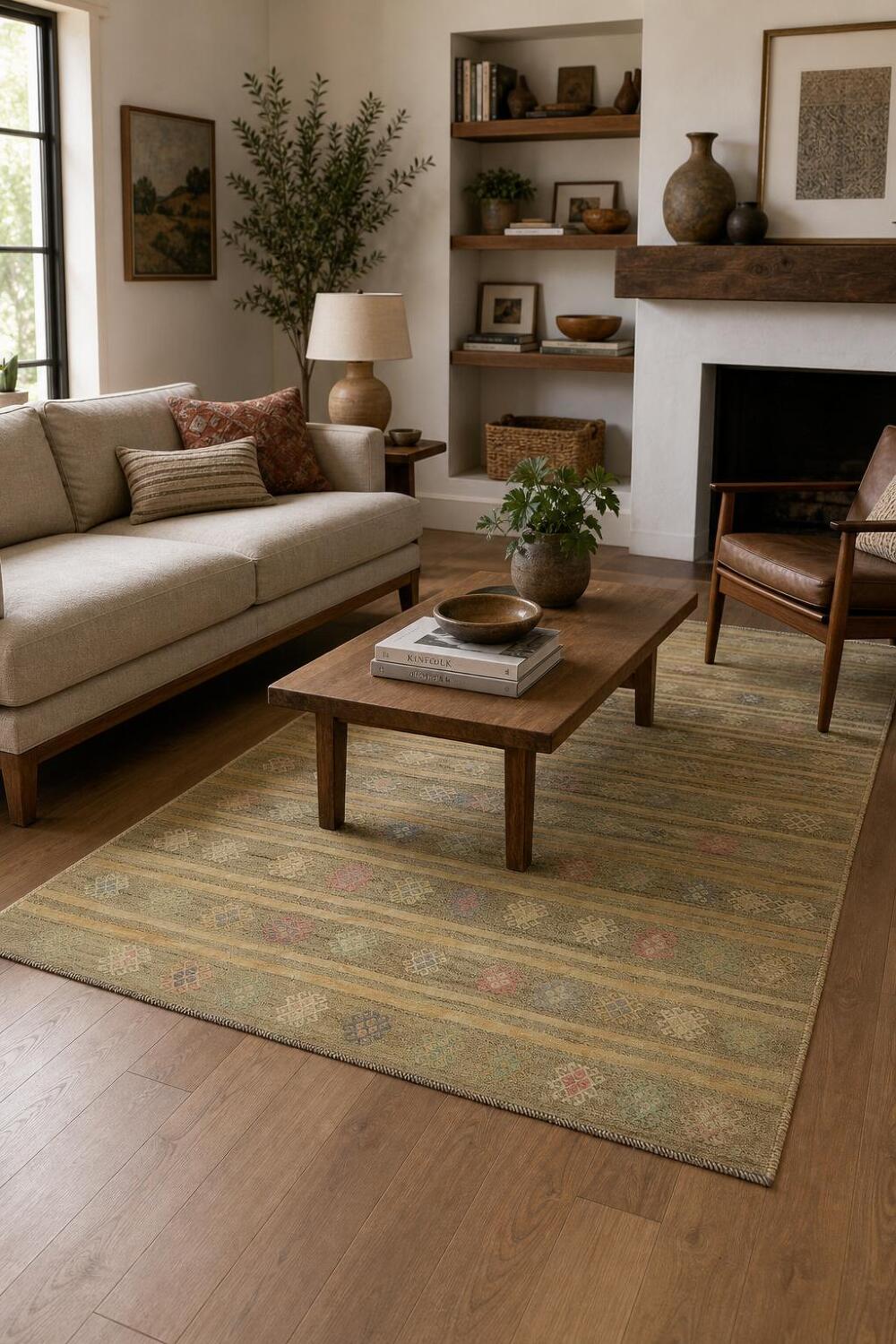 Vegetable Dye Kilim Turkish Area Rug 6x8