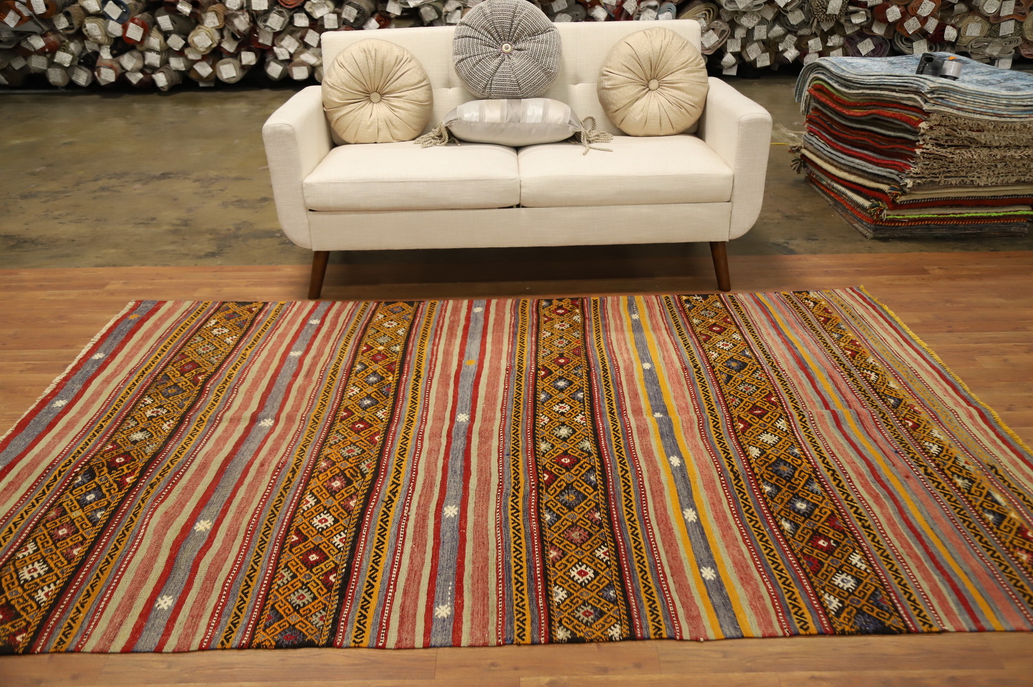 Vegetable Dye Kilim Turkish Area Rug 6x8