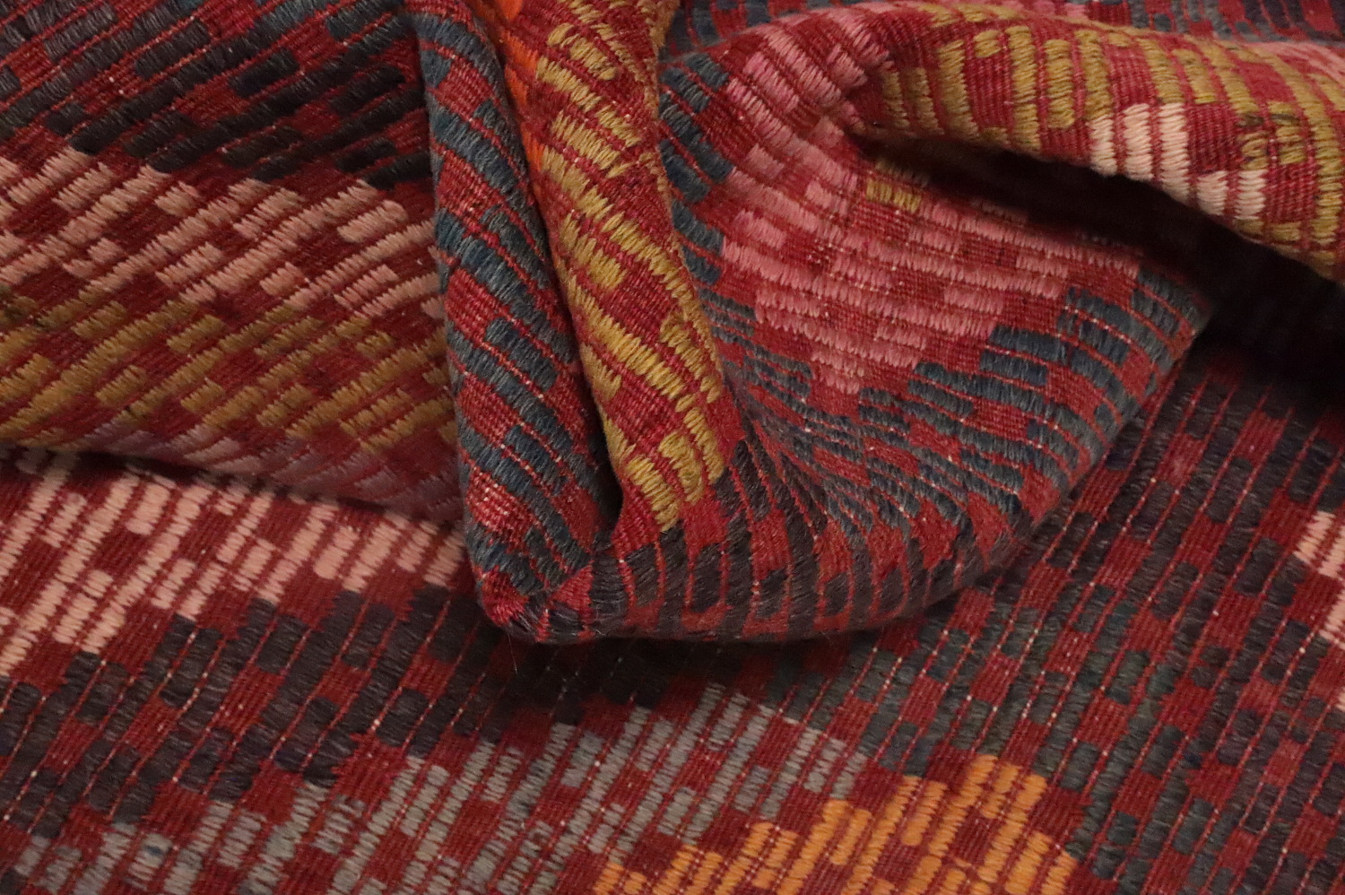 Vegetable Dye Geometric Kilim Turkish Area Rug 5x9