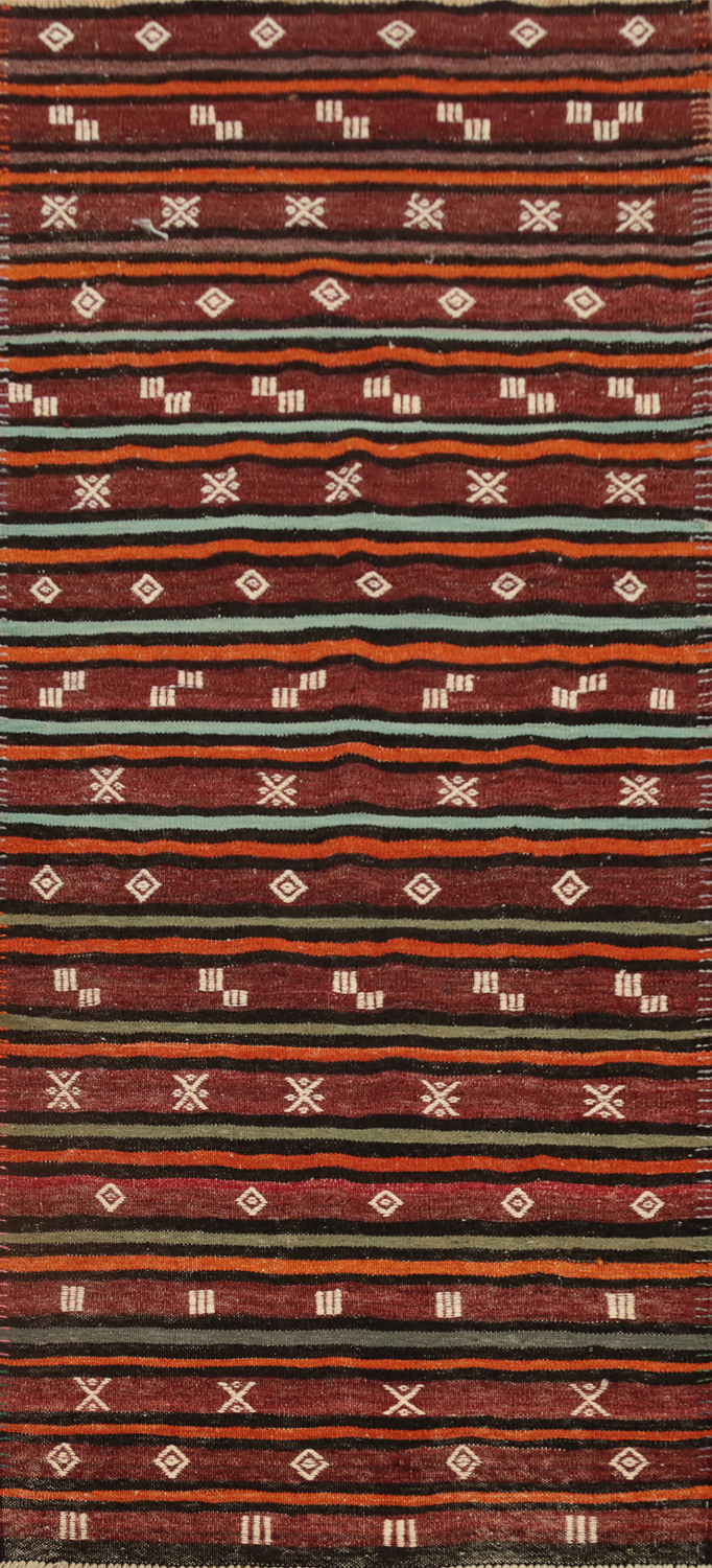 Vegetable Dye Kilim Turkish Runner Rug 3x8