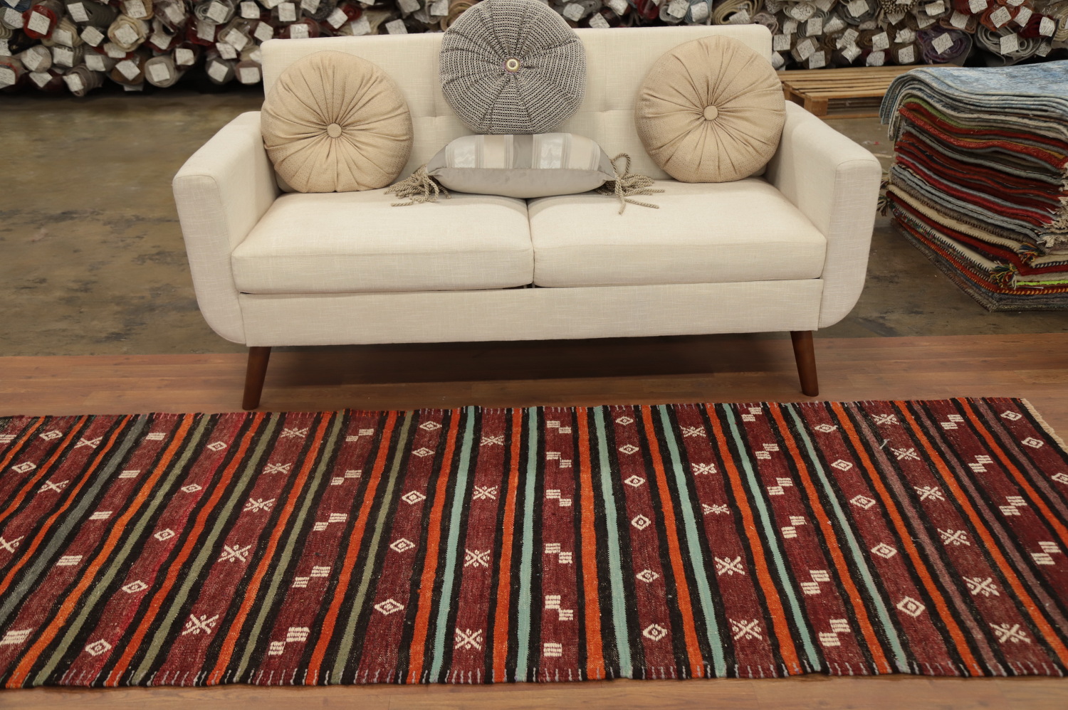 Vegetable Dye Kilim Turkish Runner Rug 3x8