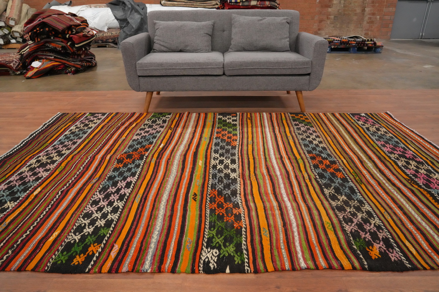 Vegetable Dye Kilim Geometric Wool Area Rug 6x9