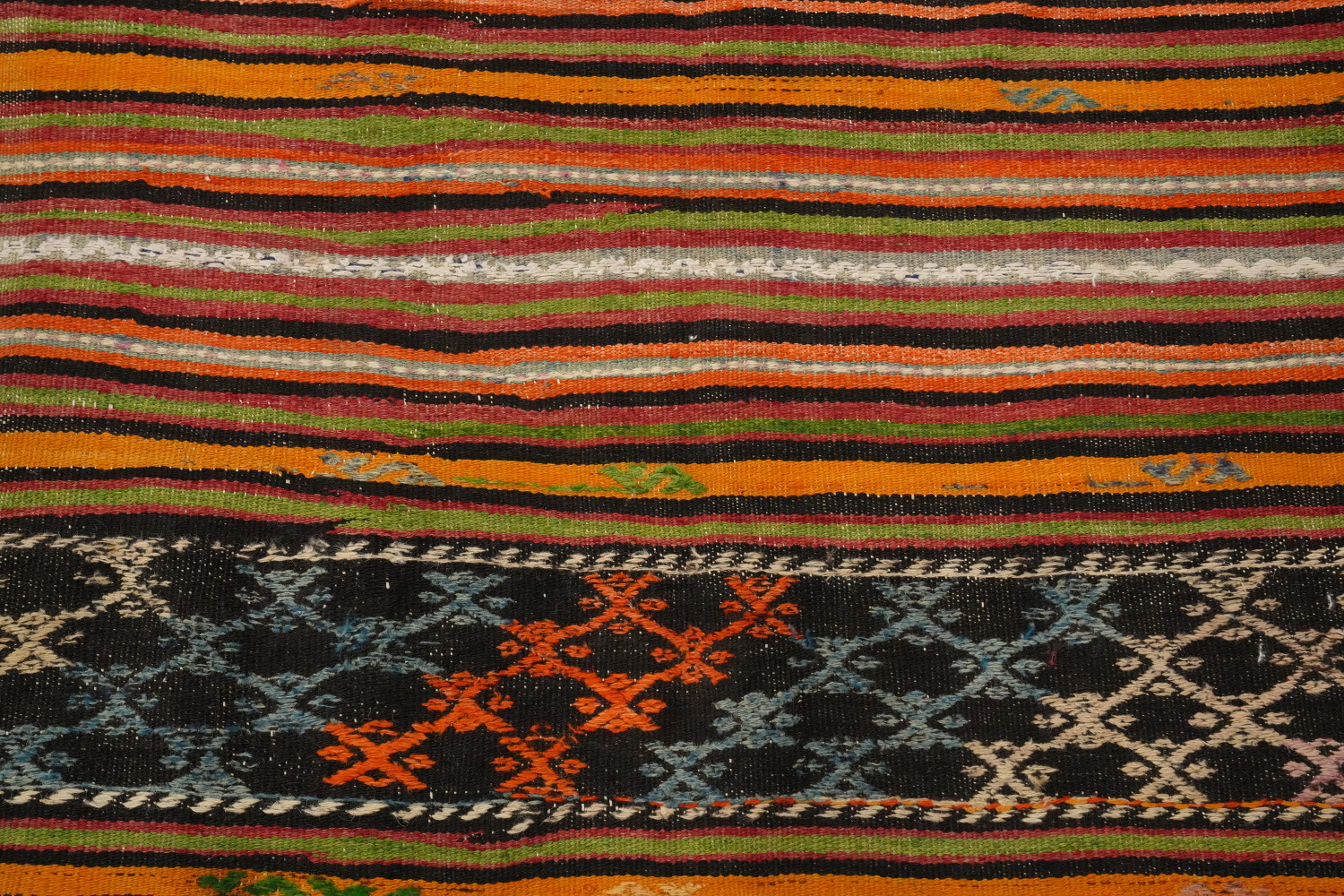 Vegetable Dye Kilim Geometric Wool Area Rug 6x9