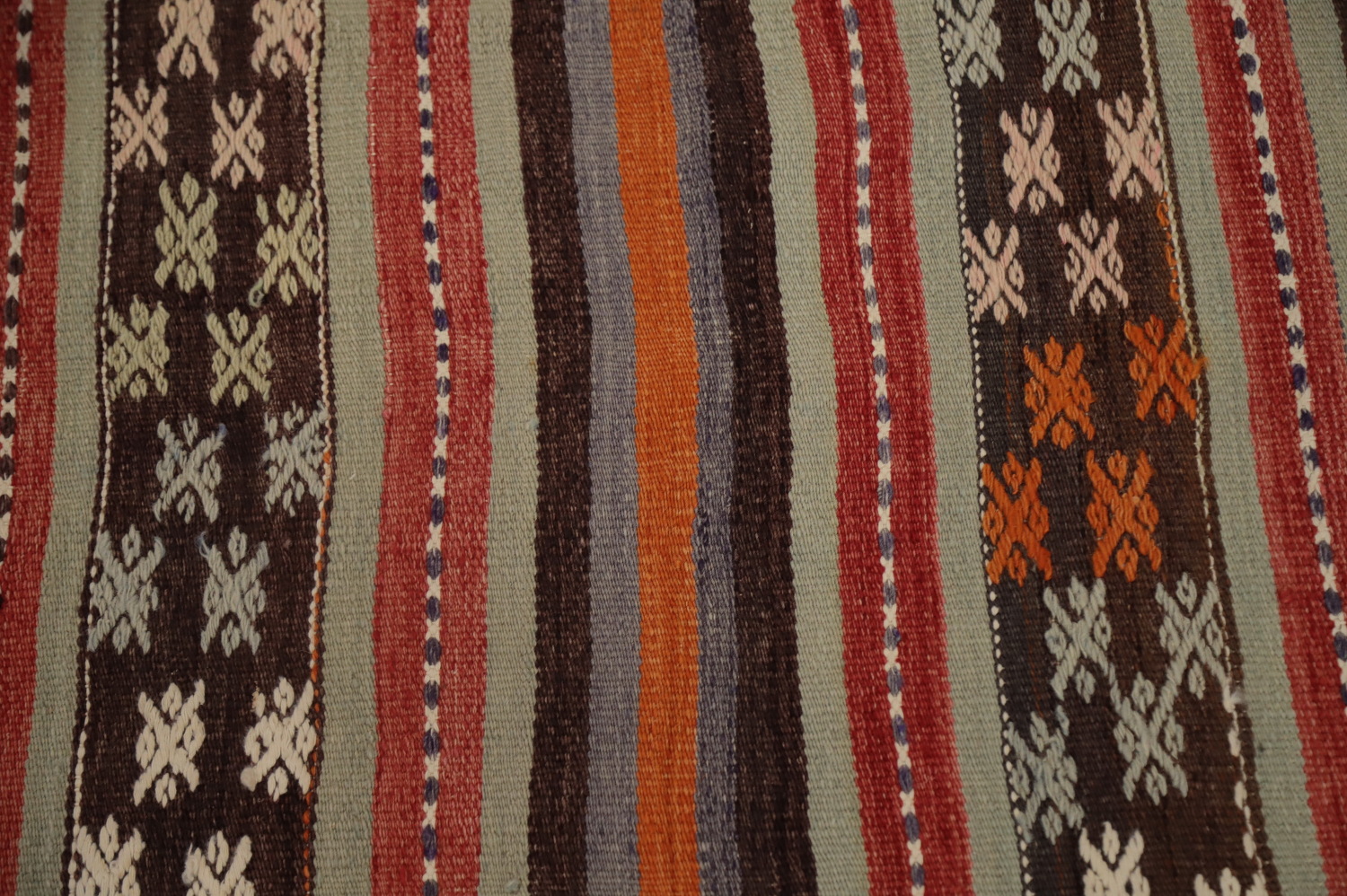 Vibrant Striped Kilim Area Rug 5x9 with Intricate Geometric Patterns