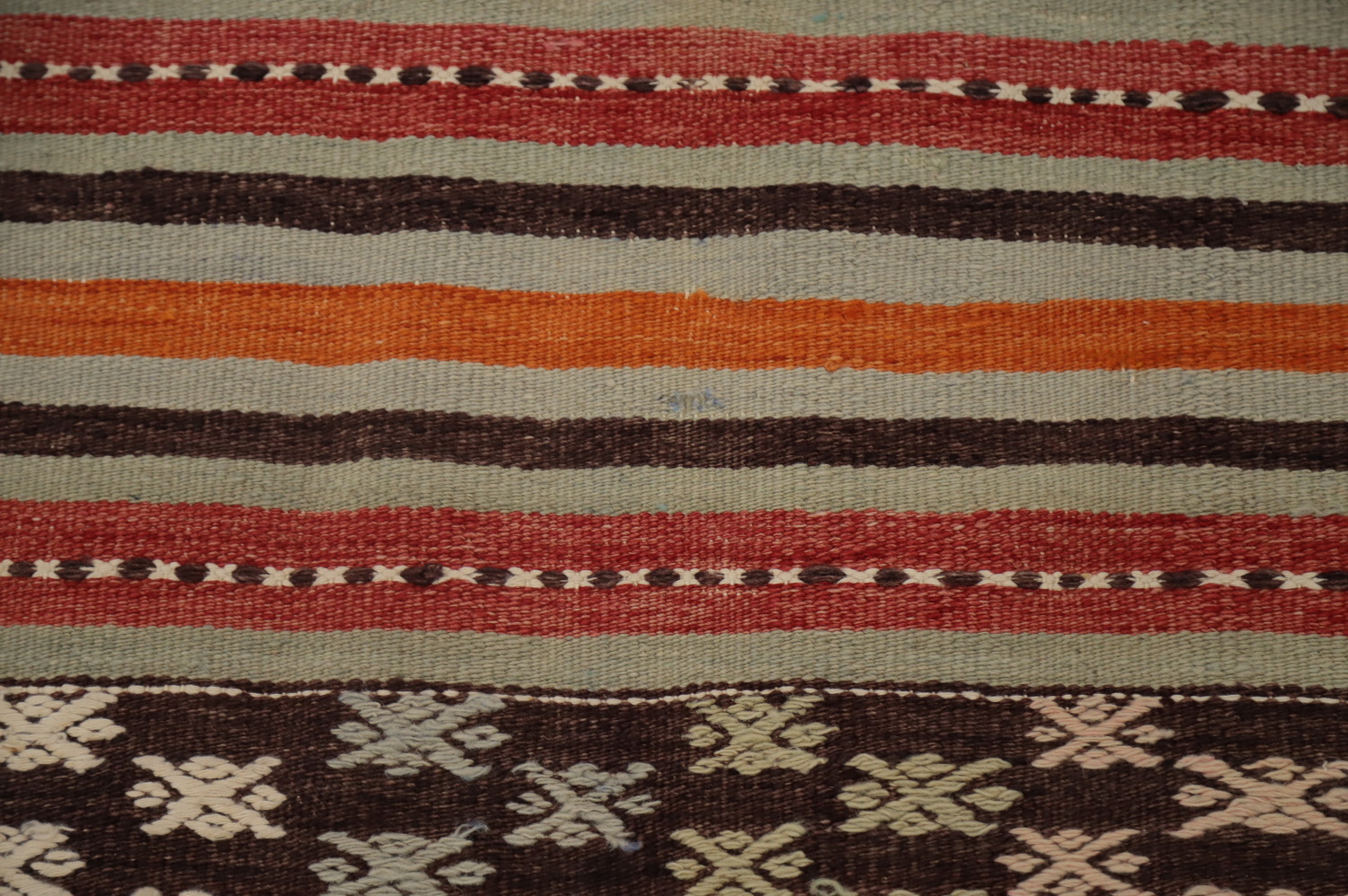 Vibrant Striped Kilim Area Rug 5x9 with Intricate Geometric Patterns
