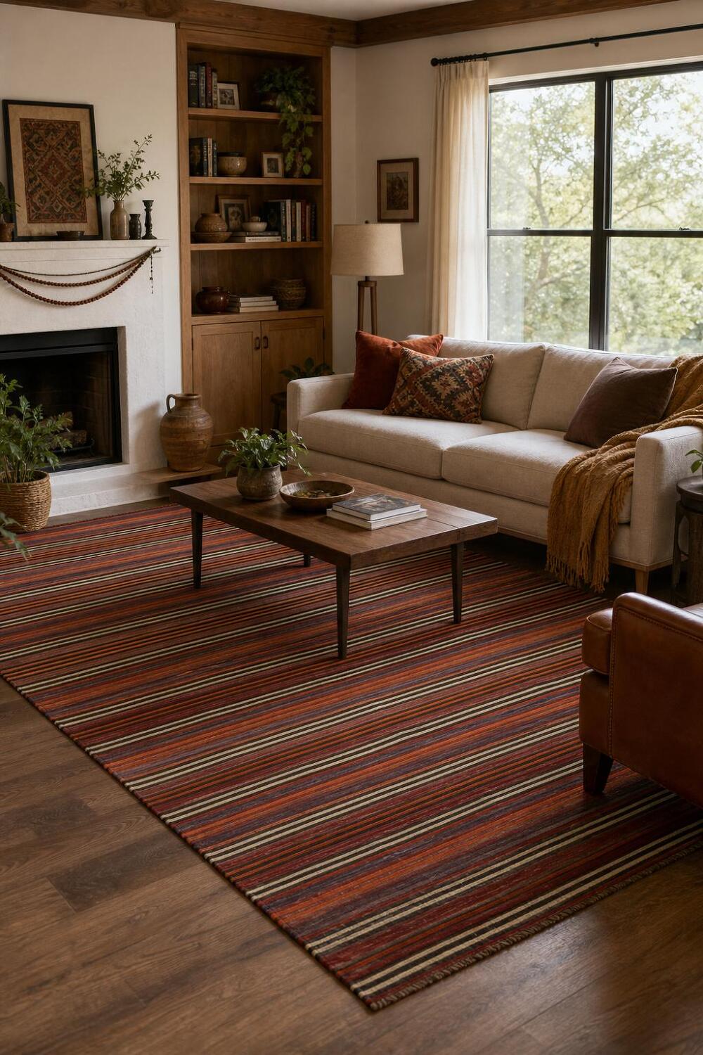 Elegant Striped Kilim Area Rug 5x10 for a Cozy Home Ambience