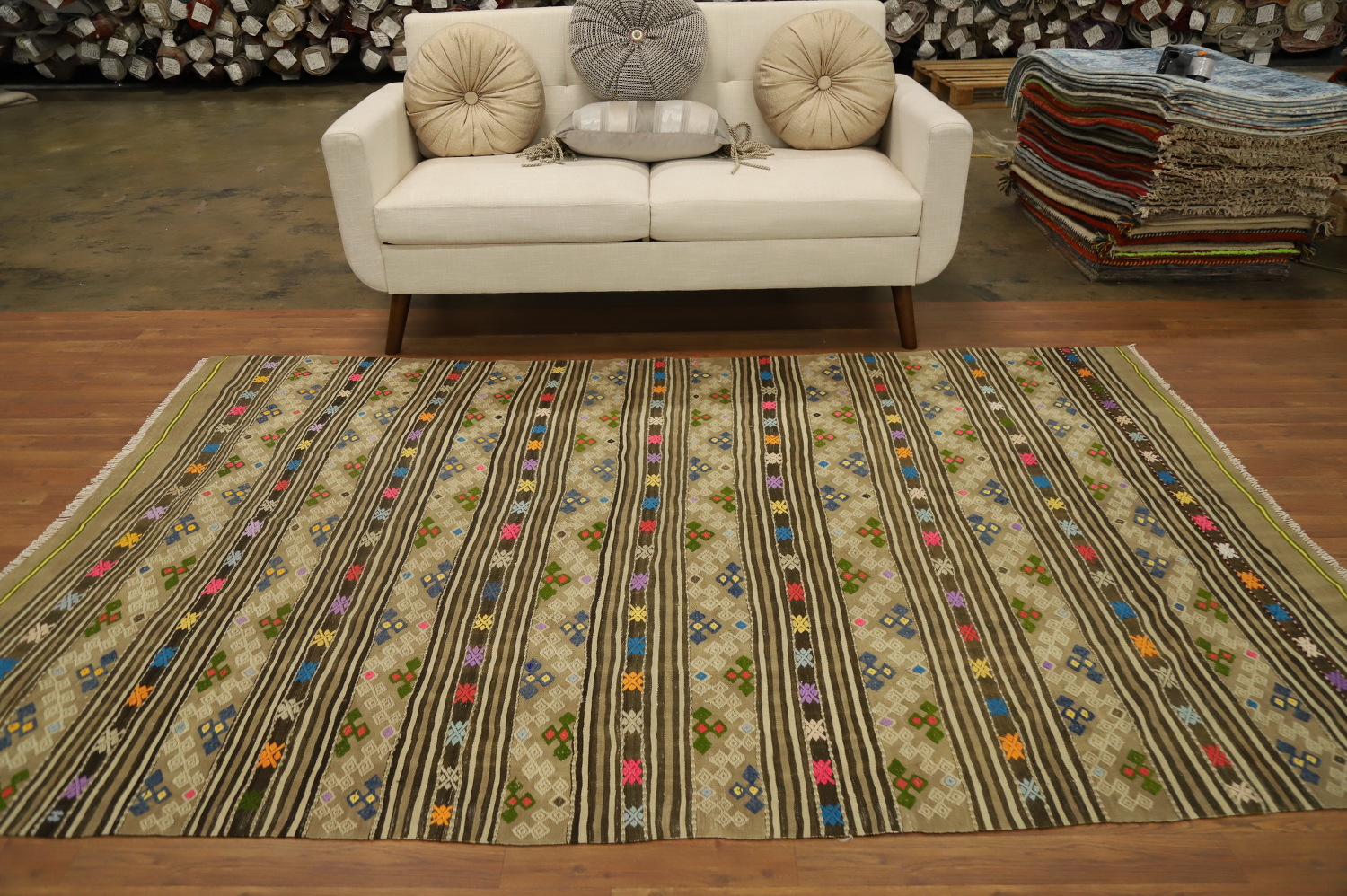 Vegetable Dye Kilim Turkish Area Rug 6x8