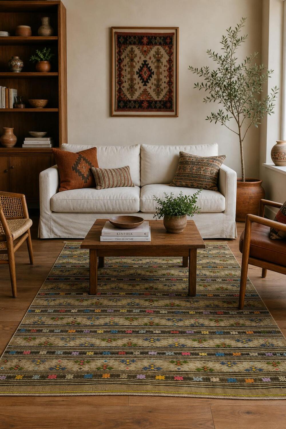 Vegetable Dye Kilim Turkish Area Rug 6x8