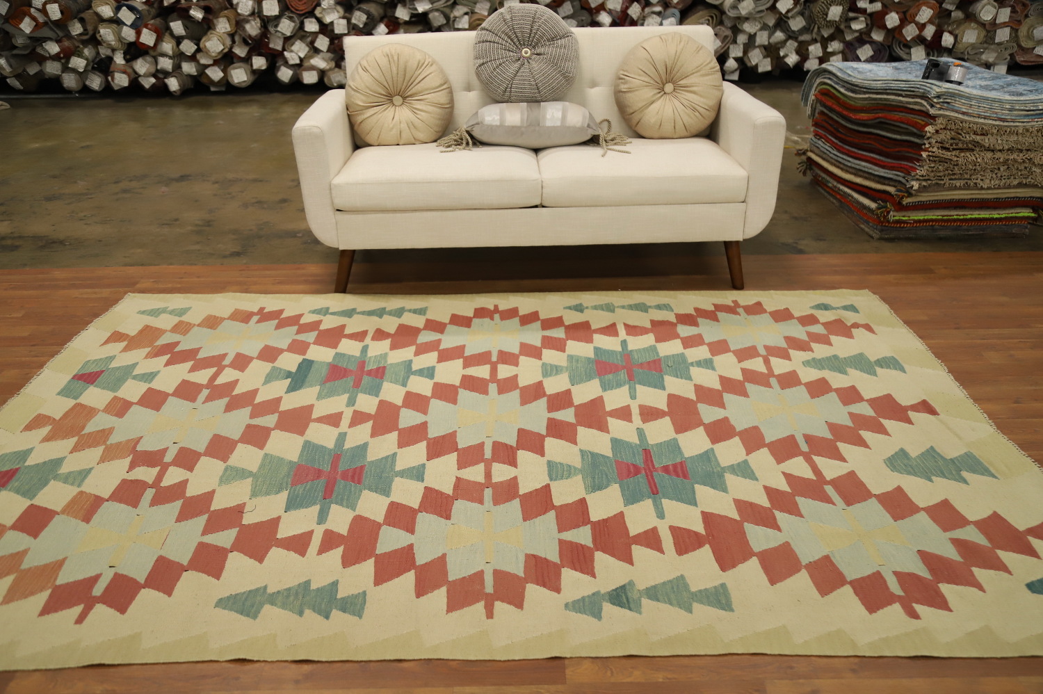 Vegetable Dye Kilim Turkish Area Rug 6x9