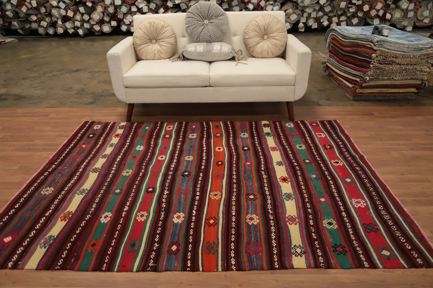 Vegetable Dye Kilim Tribal Geometric Rug 5x7