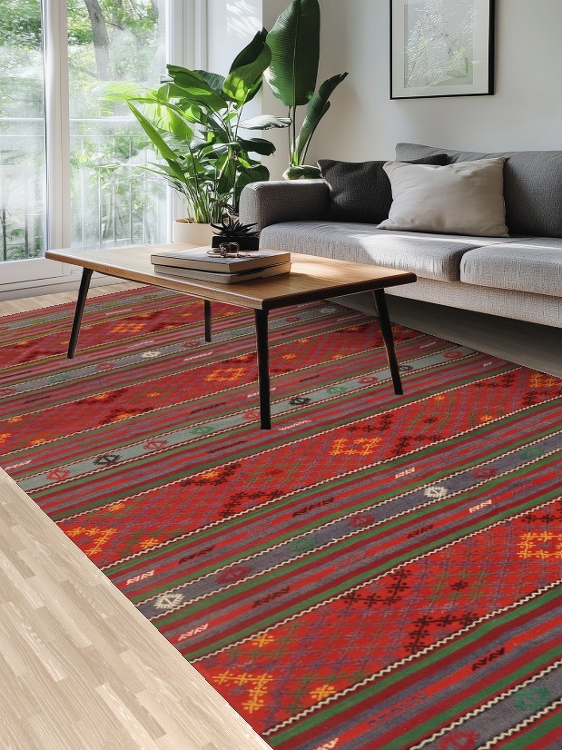 Vegetable Dye Kilim Turkish Area Rug 6x12