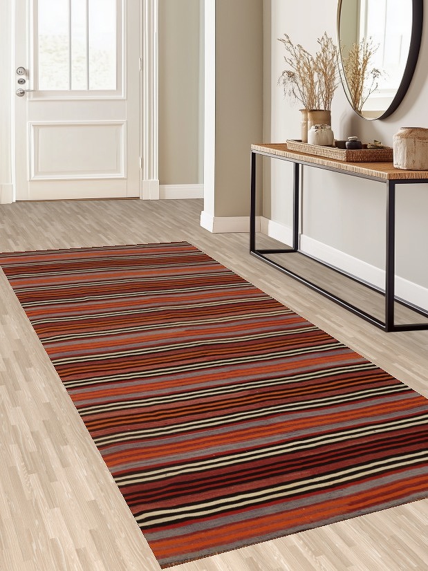 Vibrant Striped Kilim Area Rug 5x11 Perfect for Warm and Cozy Spaces