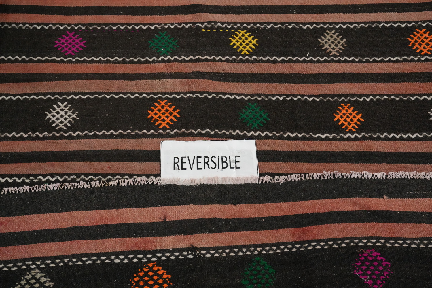 Handwoven Kilim Area Rug 5x10 with Multicolor Accents