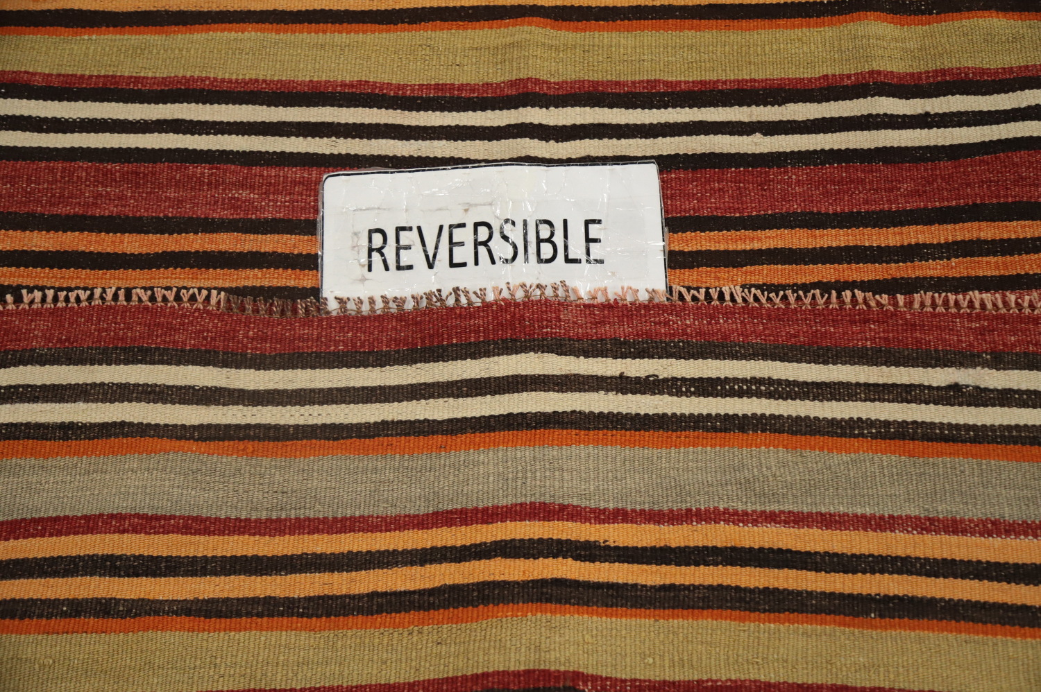 Vegetable Dye Kilim Striped Wool Area Rug 5x10
