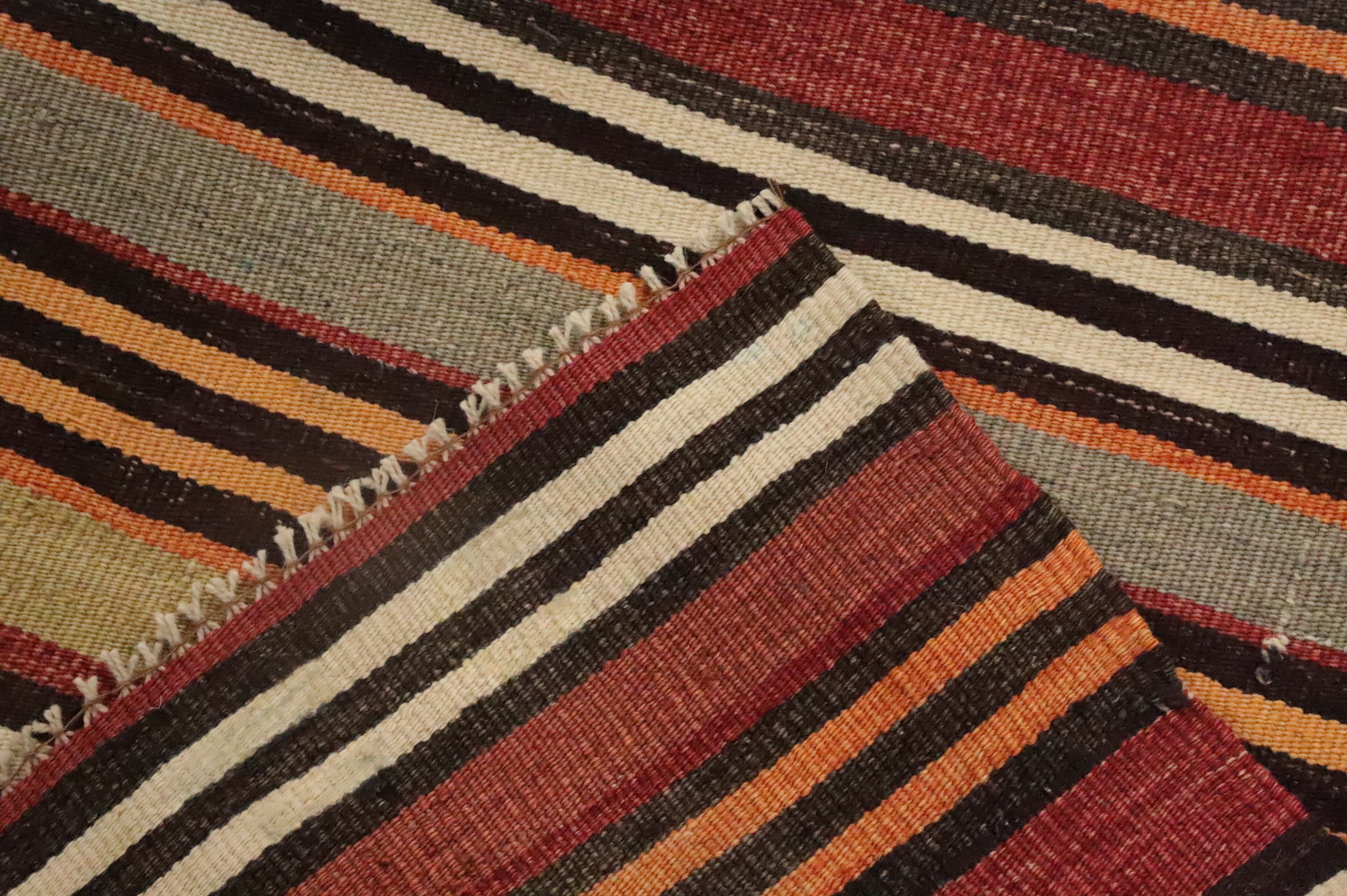 Vegetable Dye Kilim Striped Wool Area Rug 5x10