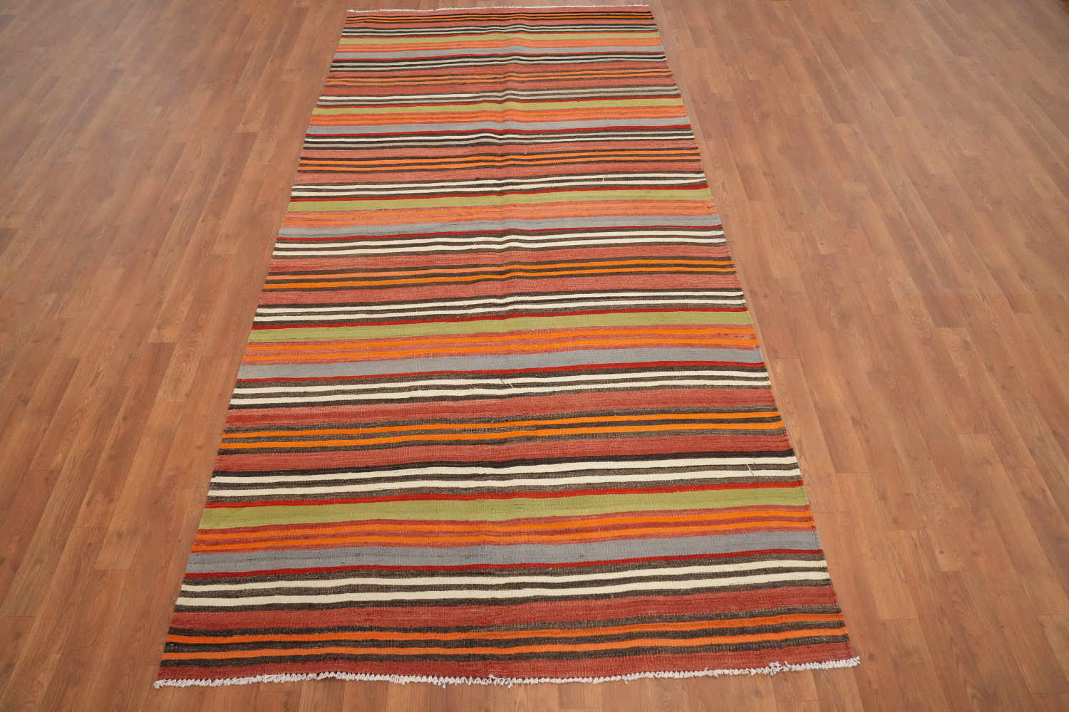 Vegetable Dye Kilim Turkish Runner Rug 4x9