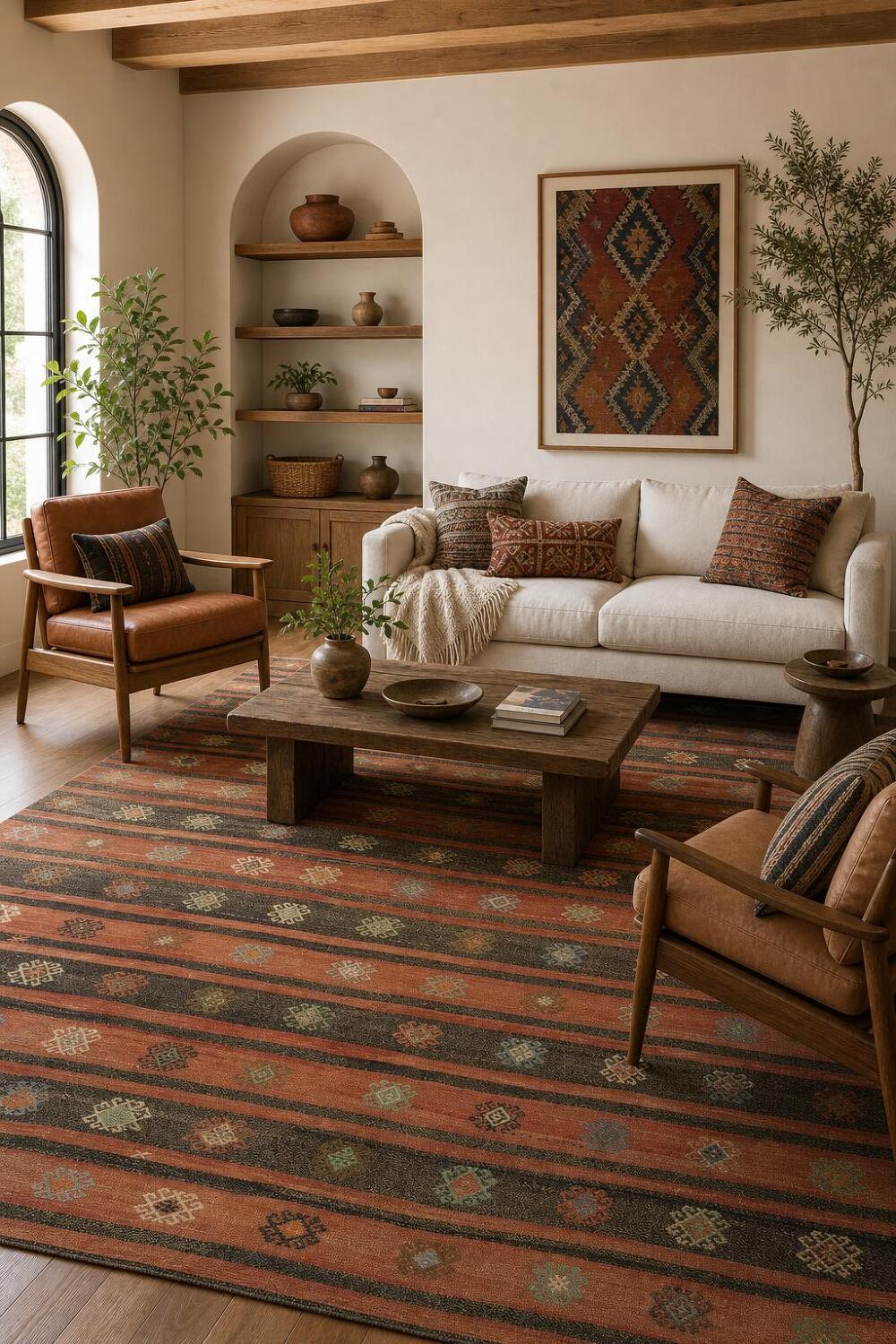 Vegetable Dye Kilim Geometric Area Rug 6x12