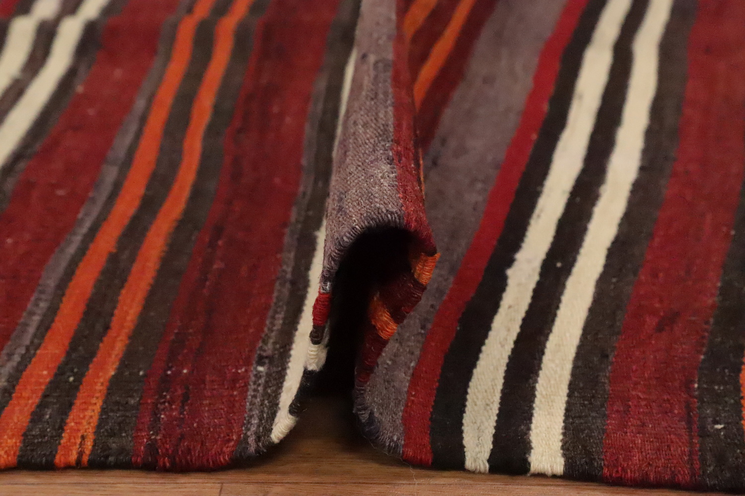 Vegetable Dye Kilim Striped Wool Area Rug 5x10