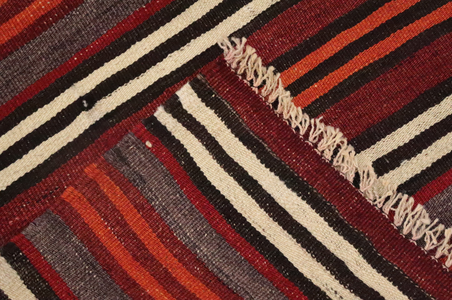 Vegetable Dye Kilim Striped Wool Area Rug 5x10