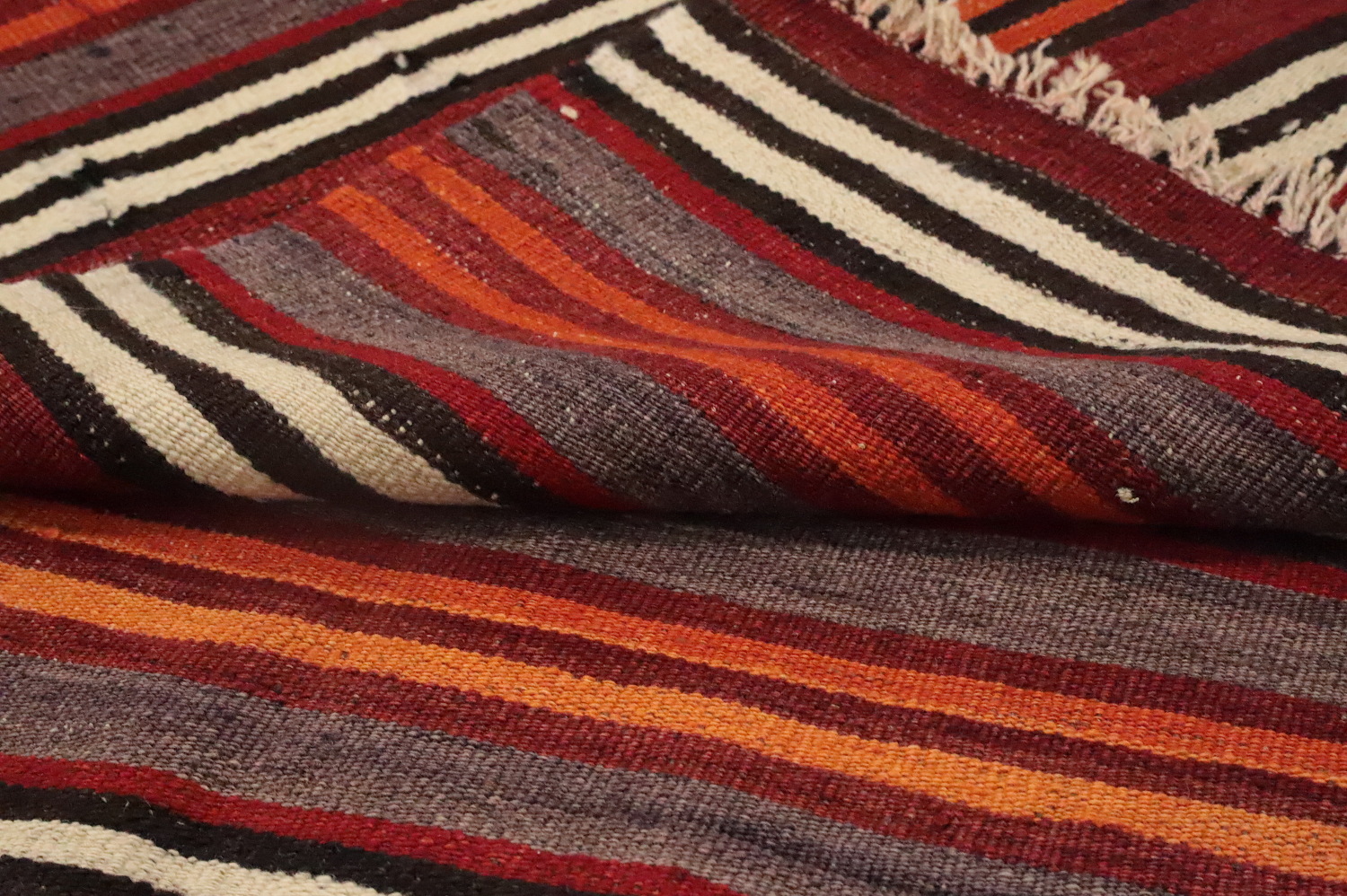 Vegetable Dye Kilim Striped Wool Area Rug 5x10