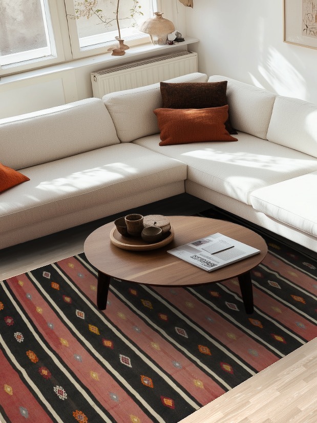 Vegetable Dye Kilim Turkish Area Rug 5x8