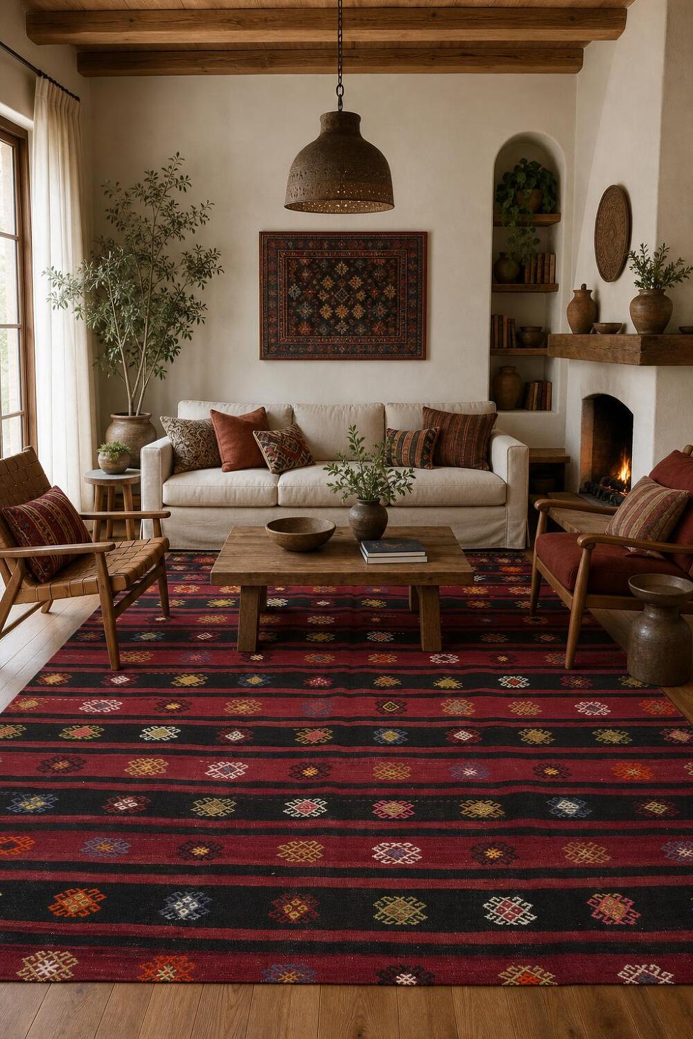 Vegetable Dye Kilim Turkish Area Rug 7x10