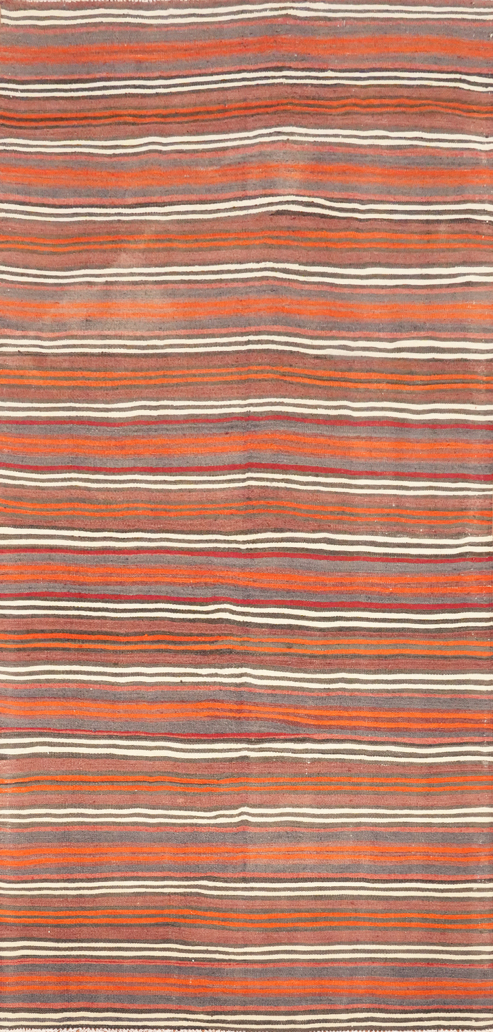 Vegetable Dye Kilim Striped Wool Area Rug 5x11